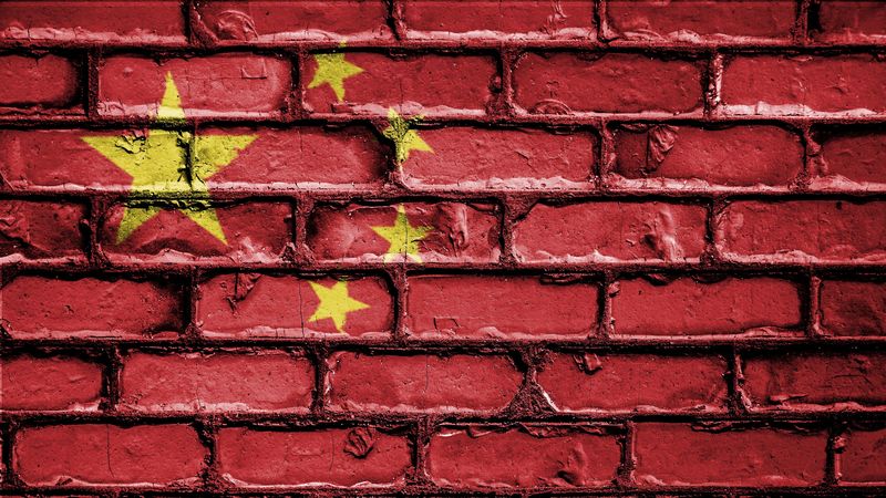 china, flag, paint, wall, texture, symbolism, 4k