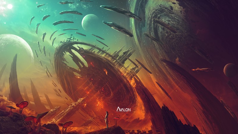 science fiction, planet, space, artwork, digital art