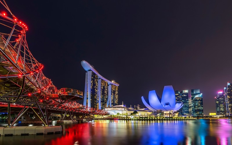 Asia, Singapore, night, city, cityscape