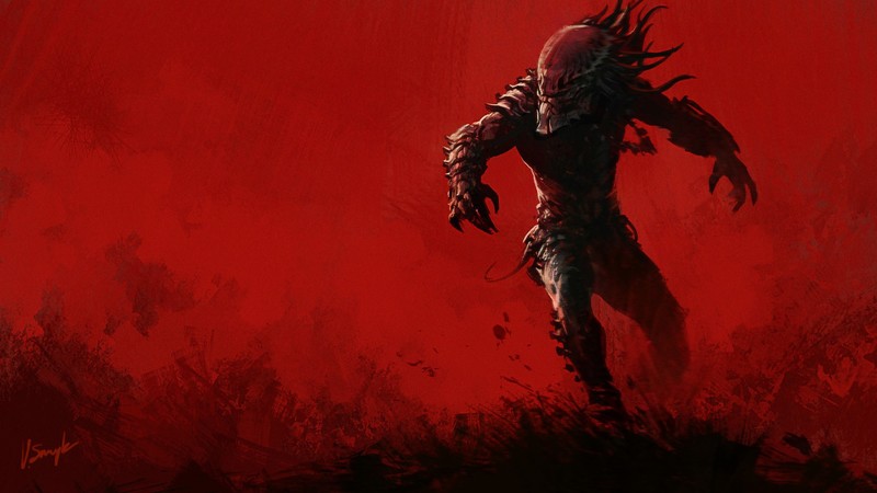 artwork, digital art, predator (creature), red