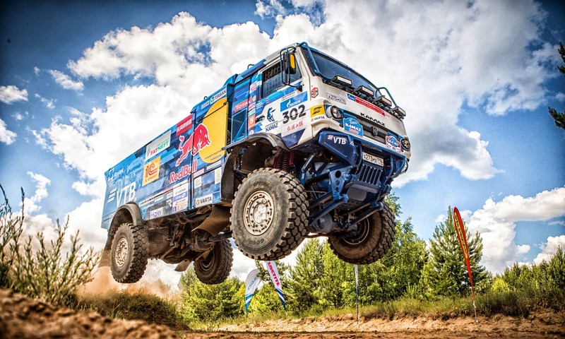 truck, vehicle, racing, jumping, Rally, airborne