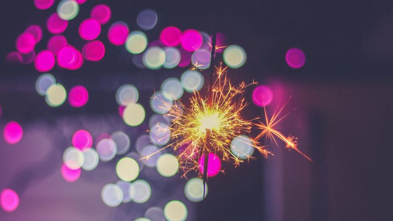 sparkler, sparkles, glare, bokeh, colorful, 4k