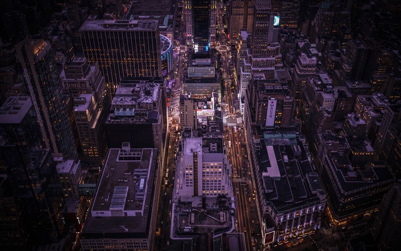 city, cityscape, building, road, night, city lights, New York City