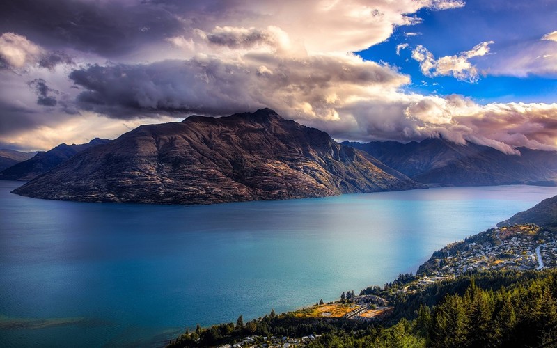 nature, landscape, river, clouds, Queenstown, New Zealand