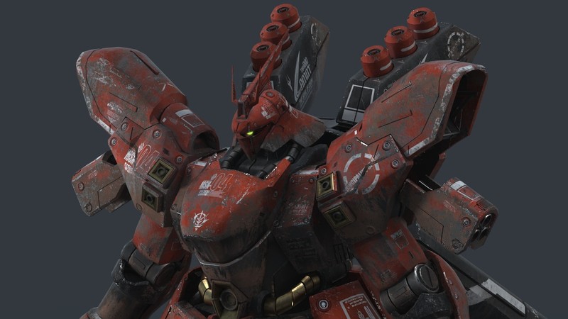mech, Mobile Suit Gundam, robot, digital art, Gundam, anime, science fiction, Sazabi, Principality of Zeon