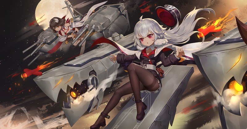 anime girls, anime, Azur Lane, Graf Zeppelin (Azur Lane), Hiei (Azur Lane)