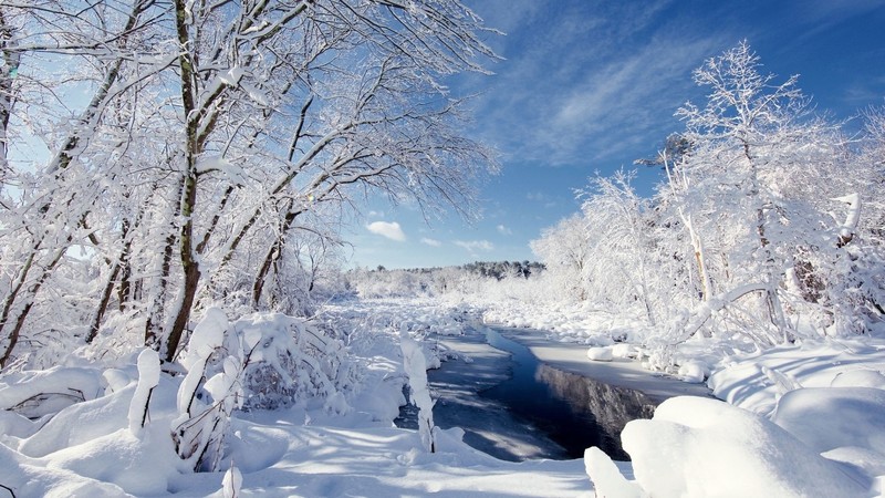 nature, river, snow, winter, landscape