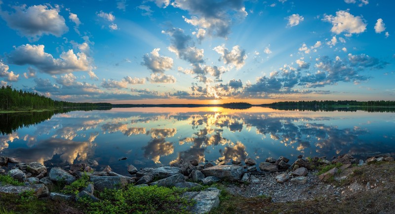 Finland, lake, nature, sky, reflection, water, outdoors, clouds