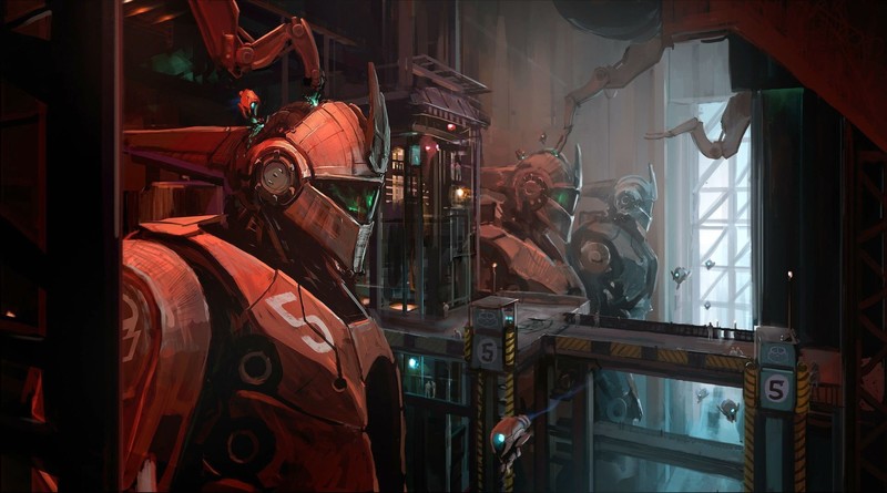 artwork, digital art, robot, futuristic, factory