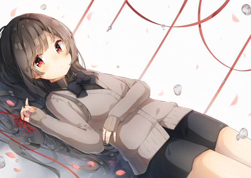anime, anime girls, digital art, artwork, original characters, brunette, brown eyes, long hair, school uniform, sweater, tie, skirt
