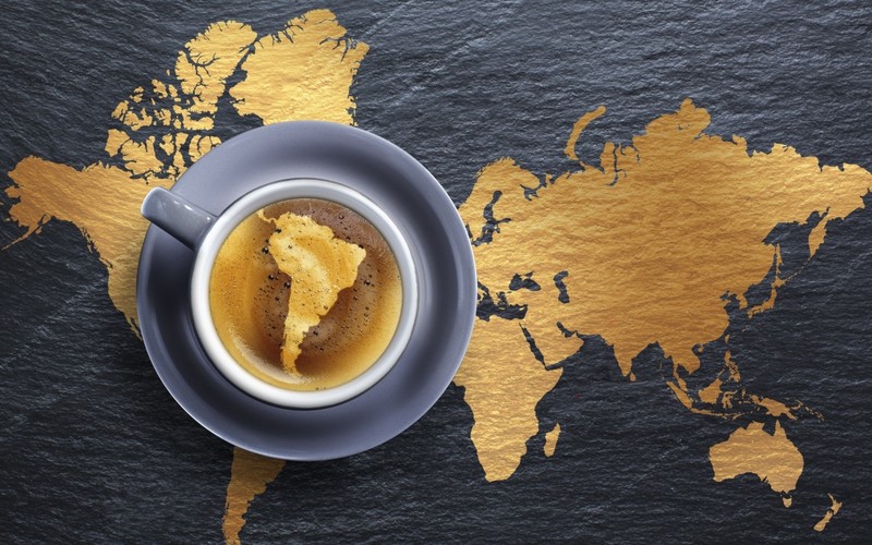 world map, coffee, Earth, South America, Africa, Europe, Asia, Australia, North America, New Zealand