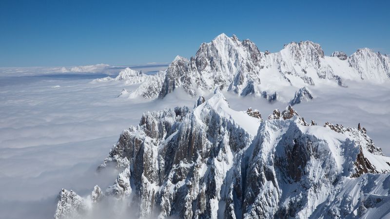 mountain, peak, clouds, fog, mountain range, mountain peak, 4k
