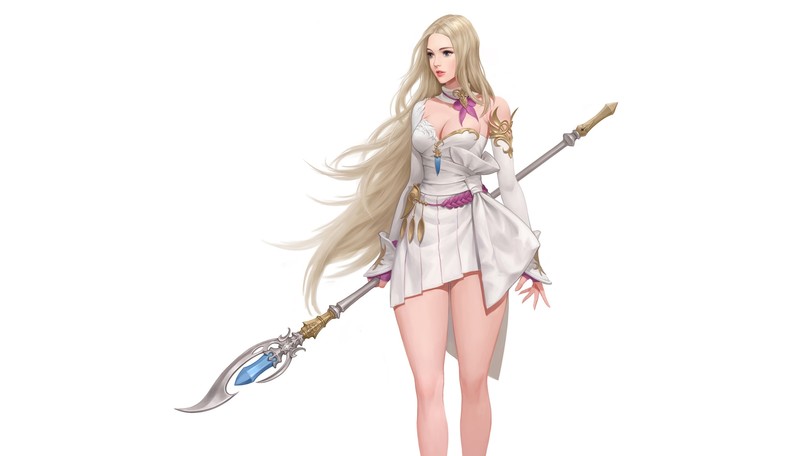 white background, simple background, fantasy girl, fantasy art, blonde, long hair