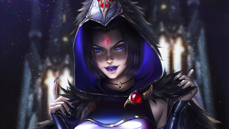 digital, digital art, artwork, drawing, painting, digital painting, illustration, DC Comics, DC Universe, fictional, fictional character, dark, fan art, bokeh, purple, eyes, purple eyes, women, fantasy girl, raven, Teen Titans, AyyaSAP, Ayya Saparniyazova, Raven (DC Comics)