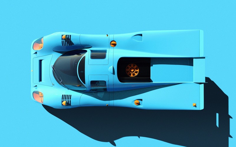 car, vehicle, artwork, Porsche, cyan, cyan background, blue cars, top view