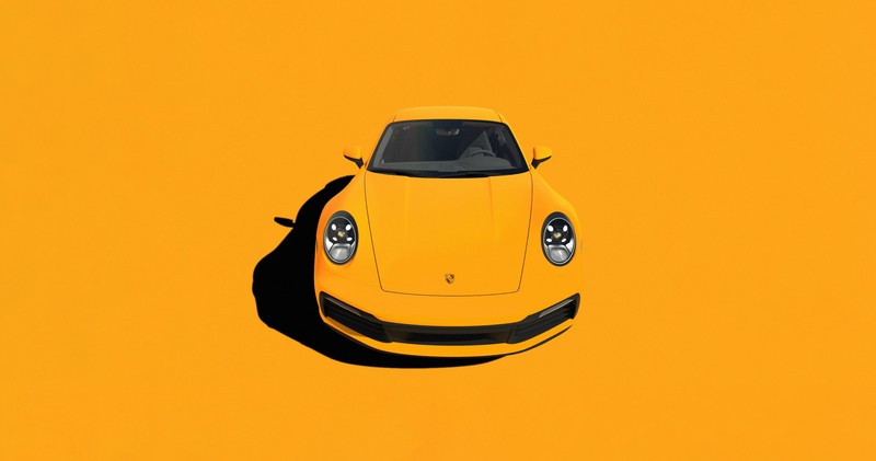 Porsche, car, artwork, yellow background, vehicle