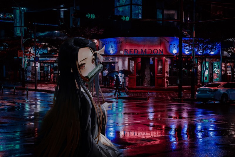 Kamado Nezuko, anime girls, pictures in pictures, Kimetsu no Yaiba, anime