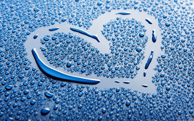 water drops, heart shaped, closeup