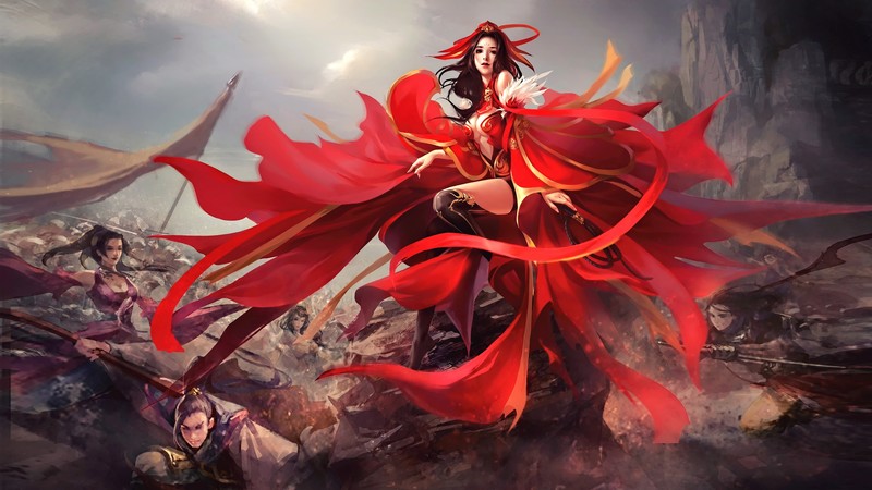 digital art, concept art, artwork, fantasy art, fan art, painting, fantasy girl, warrior, sword, warrior girls, girls with swords, magic, weapon, anime, anime girls, WuXia
