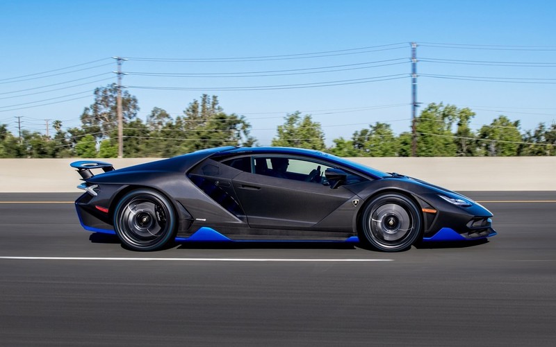 Lamborghini Centenario, car, vehicle, black cars, side view