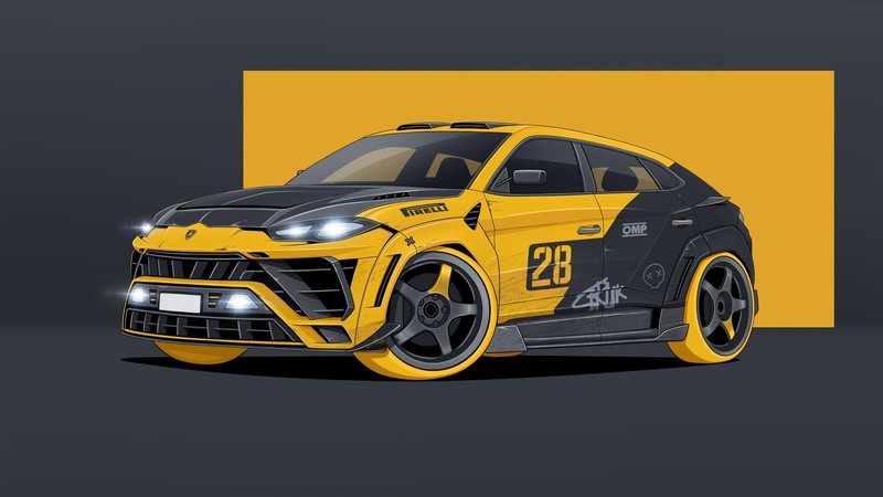 car, yellow cars, vehicle, artwork, Lamborghini Urus