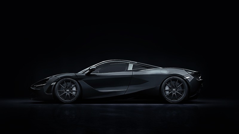 McLaren, car, vehicle, digital art, McLaren 720S, dark, monochrome, black, simple background, minimalism, black background