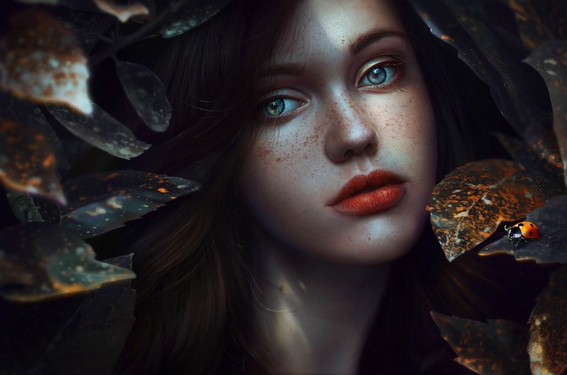 women, face, portrait, blue eyes