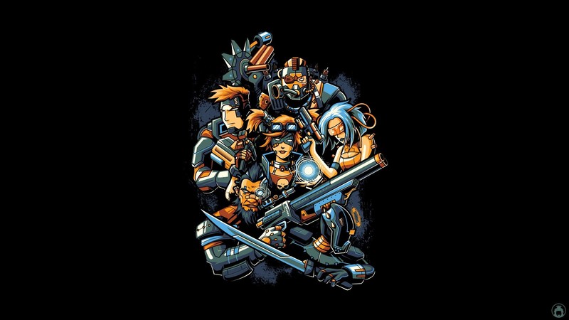 black background, soldier, artwork, weapon, simple background, Borderlands, Borderlands 2