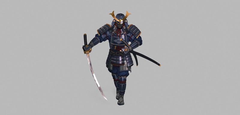 artwork, warrior, samurai, katana, Armored, fantasy art, simple background