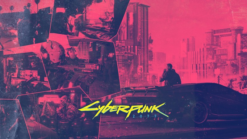Cyberpunk 2077, cyberpunk, CD Projekt RED, video games, car, logotype, pink, noise, cityscape