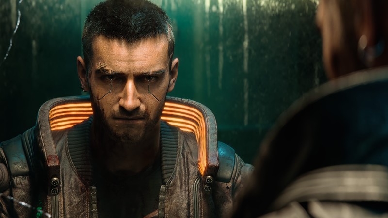 Cyberpunk 2077, cyberpunk, CD Projekt RED, video games, screen shot, beard, samurai, video game characters, mirror, men