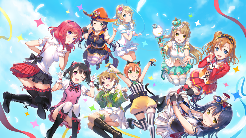 Love Live!, peace sign, anime, anime girls, colorful