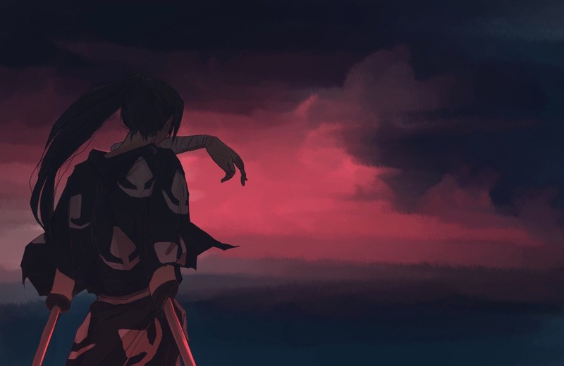 Dororo, Hyakkimaru, katana, long hair, anime boys