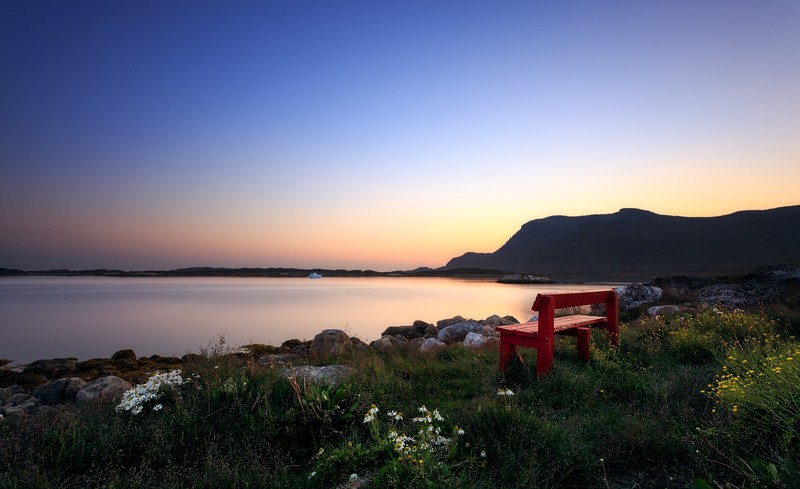 Greenland, sky, outdoors, bench