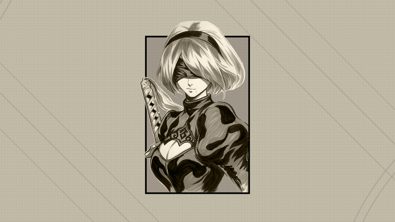 Nier: Automata, 2B (Nier: Automata), render in shapes