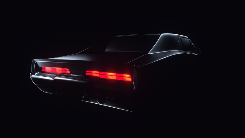 car, black background, lines, digital art, lights, flashlight, black, shadow, Dodge Charger