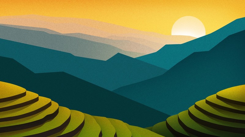 nature, artwork, landscape, mountains, rice fields, Rice Terrace