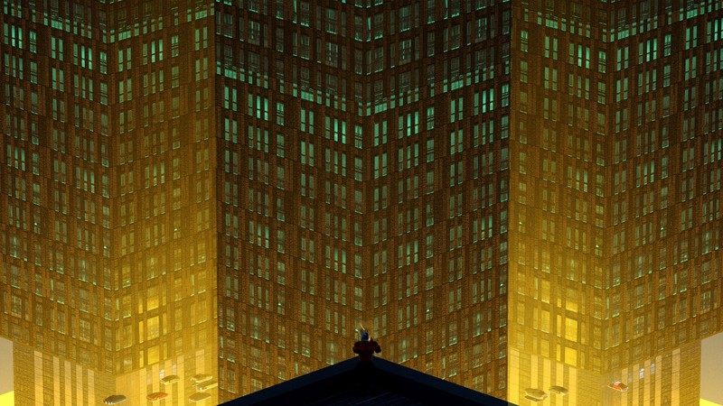 cityscape, artwork, building, yellow