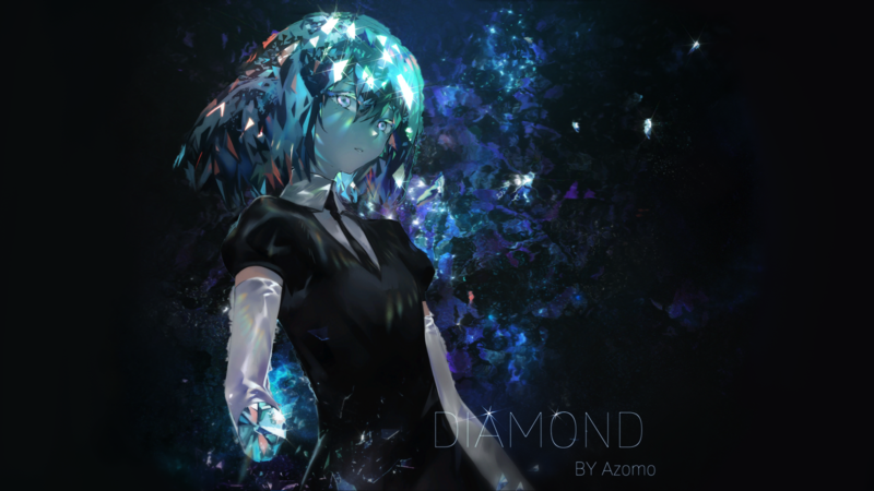 anime girls, anime, comic art, Diamond (Houseki no Kuni), Houseki no Kuni, cyan, blue
