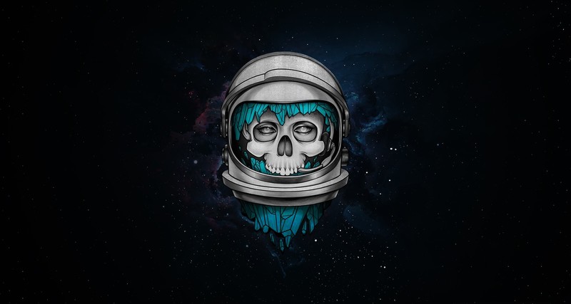 artwork, skull, helmet, stars, Dead Astronauts, band, music