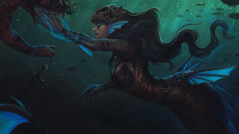dark, artwork, fantasy girl, creature, fantasy art, mermaids