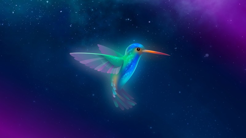 artwork, digital art, birds, hummingbird, hummingbirds, colorful, Linux, blue