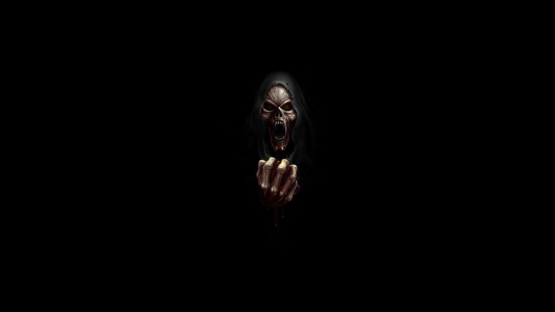 minimalism, Grim Reaper, fantasy art, skull, bones, blood, evil, piercing, vampires