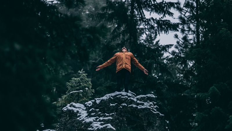 winter, man, solitude, freedom, snow, 4k