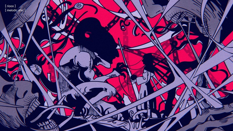 Shingeki no Kyojin, demon, horns, spiderwebs, digital art, pink background