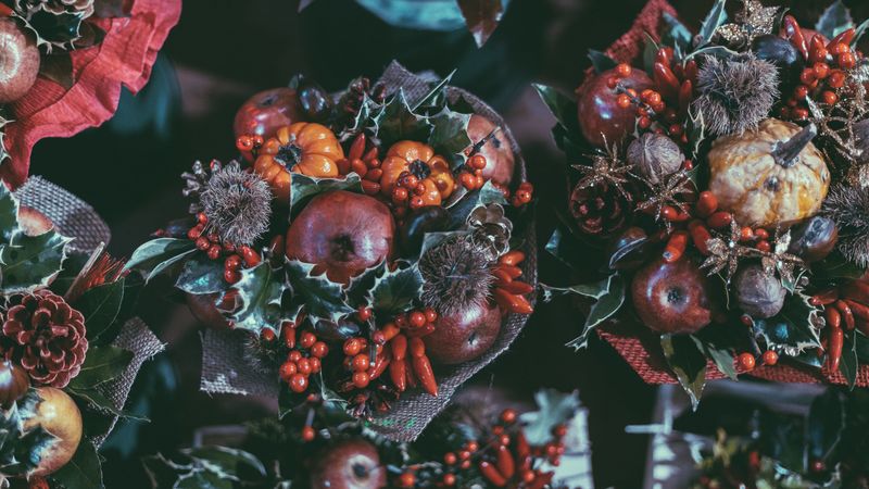 bouquet, fruit, composition, decoration, 4k