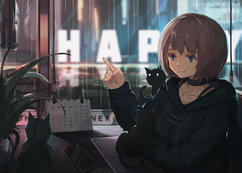 anime, anime girls, by the window