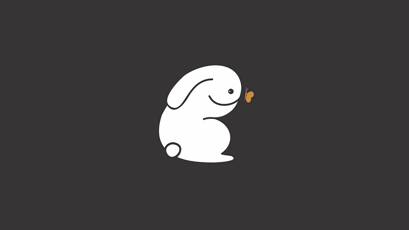 rabbits, butterfly, minimalism, Emilia Hasanova