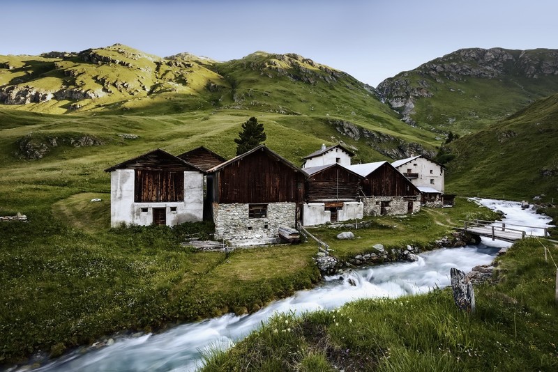 nature, landscape, mountains, rock, house, outdoors