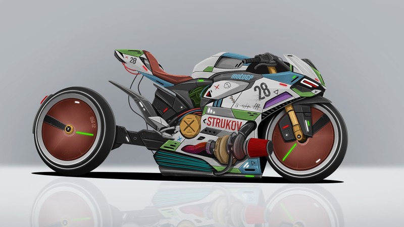vehicle, motorcycle, artwork